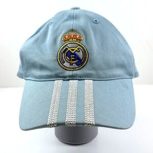 Adidas Real Madrid CF Embroidered Logo Baseball Cap Light Blue One Size Fit Most